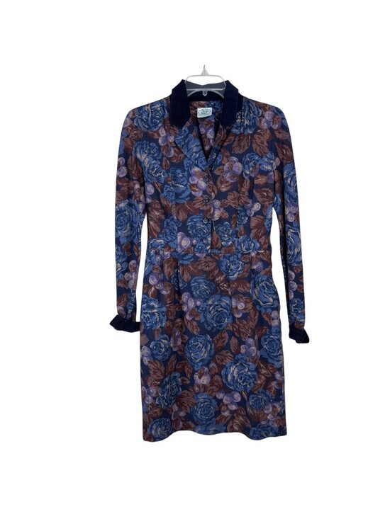 Laura Ashley Dresses & Skirts - Laura Ashley Vintage Floral Dress Size 8 Corduroy Collar Wool Cotton Blend Modes